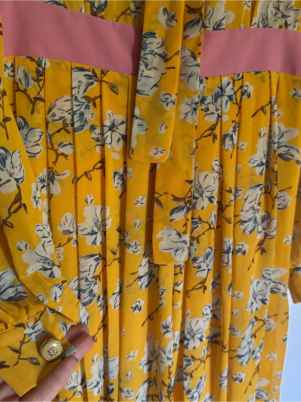 Dream Sister Jane Yellow Floral Belted Midi Dress - Size XS - Picture 6 of 9